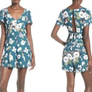 Leith Open Back Floral Romper | Teal